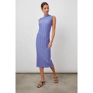 Rails Plisse Pleated Sleeveless Midi Dress in Jewel Blue NWT XL Mock Neck